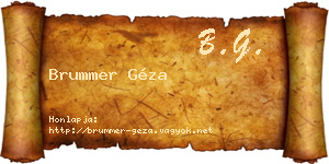 Brummer Géza névjegykártya